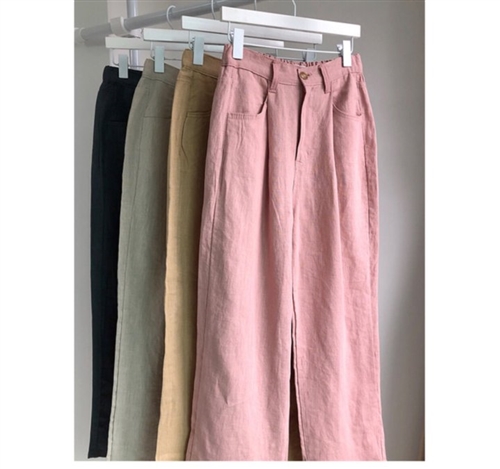 Holiday Linen Pants (Ivory/Khaki/Pink/Beige) (will ship within 1~2 weeks)