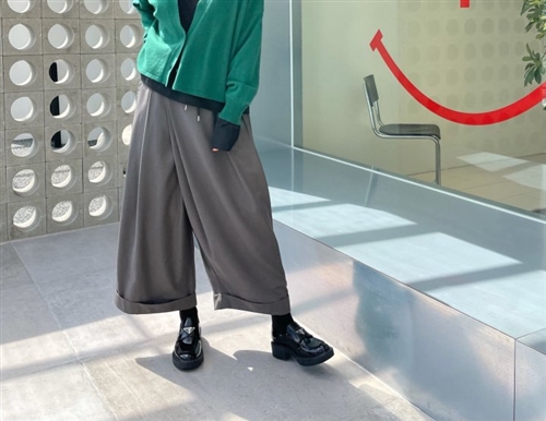 Gray Wide Wrap Pants (will ship within 1~2 weeks)