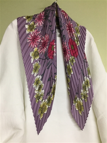 (Pre-Order) Purple Flower Pleated Scarf (will ship within 1~2 weeks)