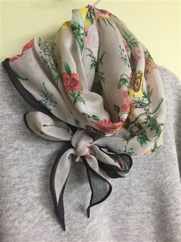 (Pre-Order) Black Line Flower Scarf (will ship within 1~2 weeks)