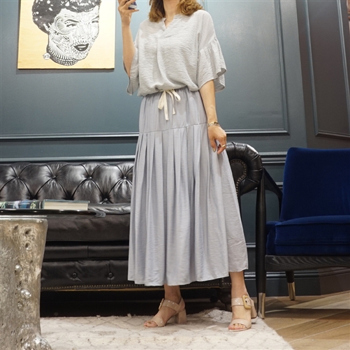 (Best; 5th Reorder) SkyBlue Soft Rayon Long Skirt