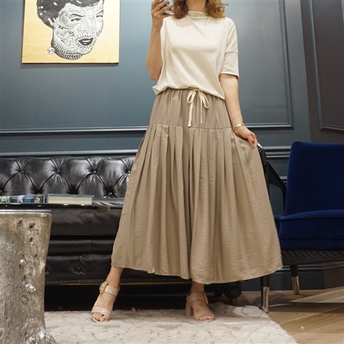 (Best; 5th Reorder) Beige Soft Rayon Long Skirt