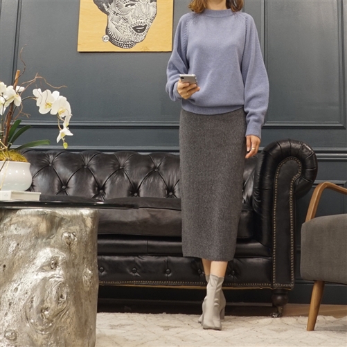 (Best; 3rd Reorder) Gray Wool 100% Knit Skirt