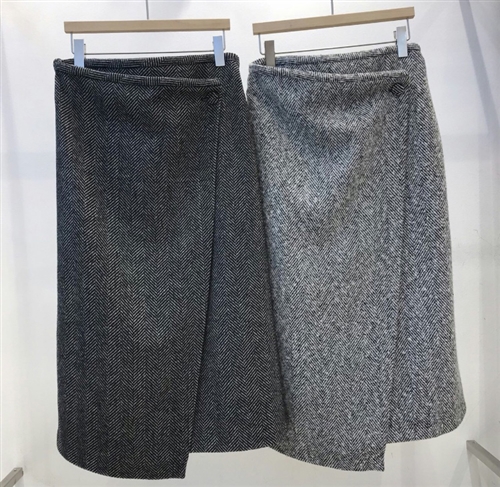 (Pre-Order) Wool Wrap Skirt (Charcoal/Gray) (will ship within 1~2 weeks)