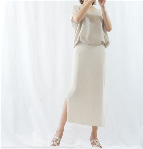 (Best; 2nd Reorder) Oatmeal Linen Knit Skirt