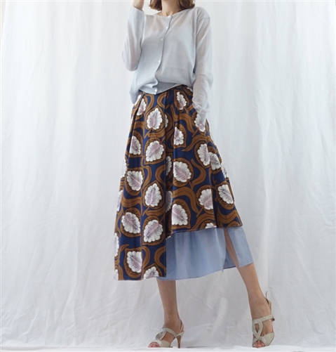 (Best; Back-Order; 2nd Reorder) Brown Luxury Print Skirt (will ship within 1~2 weeks)