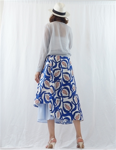 (Bet; Back-Order; 2nd Reorder) Blue Luxury Print Skirt (will ship within 1~2 weeks)