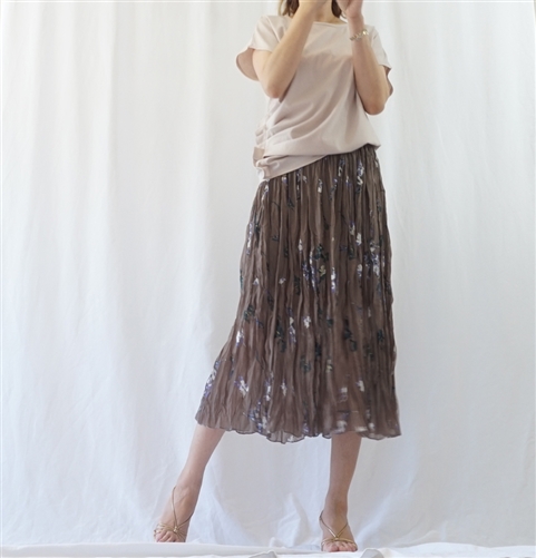 (Best; Back-Order; 2nd Reorder) Brown Flower Skirt (will ship within 1~2 weeks)