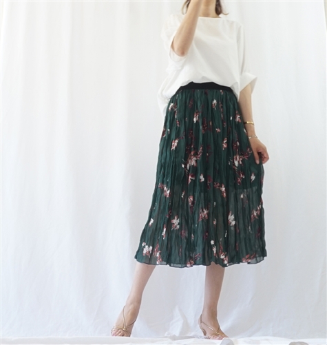 (Best; 2nd Reorder) Green Flower Skirt