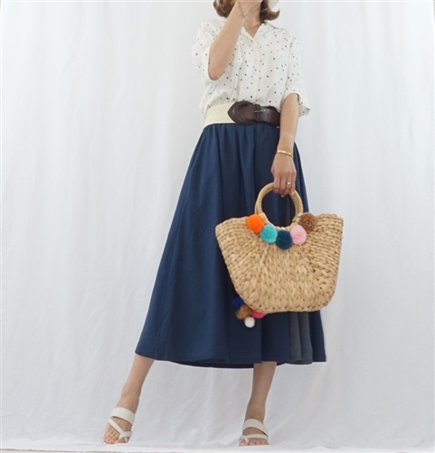 (Best; 2nd Reorder) Navy Two Color Skirt