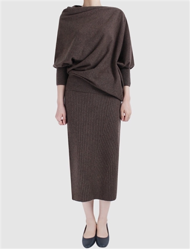 (~9/19) Cashmere Line Knit Skirt (Black/Brown/Gray) (will ship within 1~2 weeks)