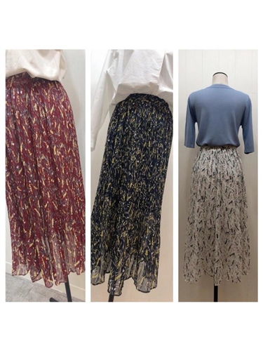 Flower Printed Skirt (White/Navy/WIne) (will ship within 1~2 weeks)