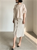 Linen Button Skirt (S/M) (Oatmeal/Khaki/Black) (will ship within 1~2 weeks)