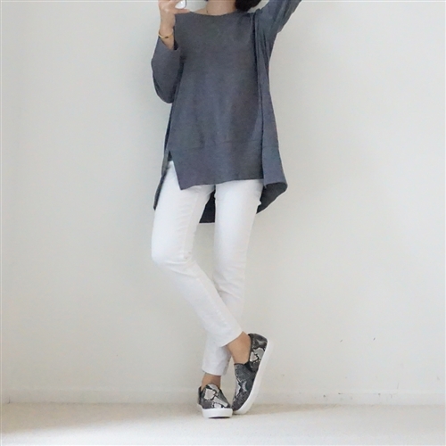 Gray Unbalanced Cut Top