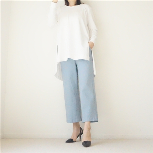 Ivory Side Vent Tencel Long T