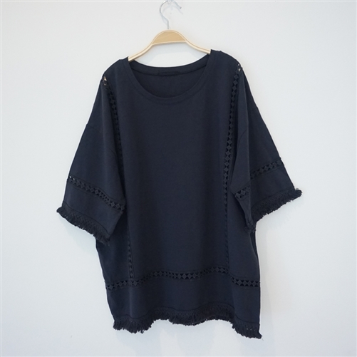 Charcoal Chloe Lace Top