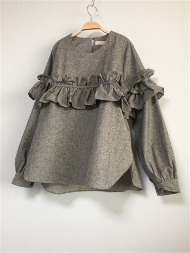 Black Luxe Frill Blouse (Cotton 100)