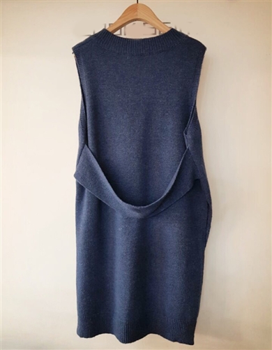 (Pre-Order) Long Knit Vest (Gray/Blue/Black) (will ship within 1~2 weeks)