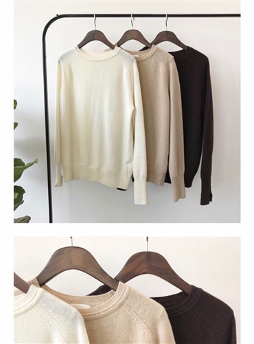 (Pre-Order) Cashmere Vent Sleeve Clean Knit (Ivory/Beige/ChocoBrown/Khaki/Black) (will ship within 1~2 weeks)