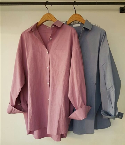 (Pre-Order) Pocket Shirt (Ivory/Pink/Gray/Blue) (will ship within 1~2 weeks)