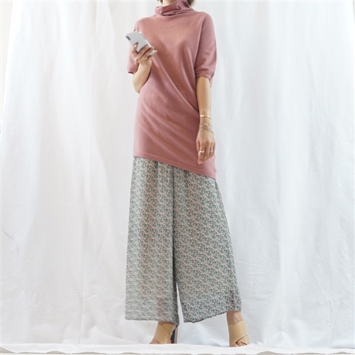 (Best; 3rd Reorder) Pink Cashmere Unbalanced Bottom Spring Turtle Knit