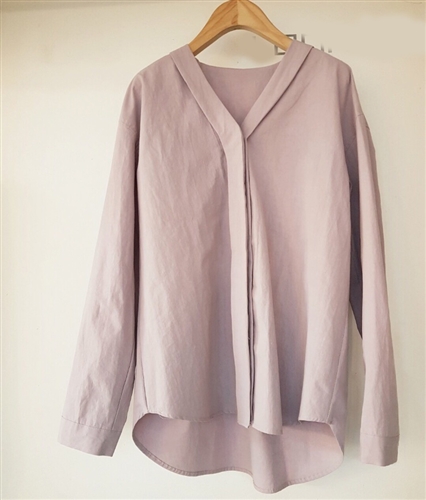 (Pre-Order) Double Line Blouse (Ivory/Purple/SkyBlue) (will ship within 1~2 weeks)