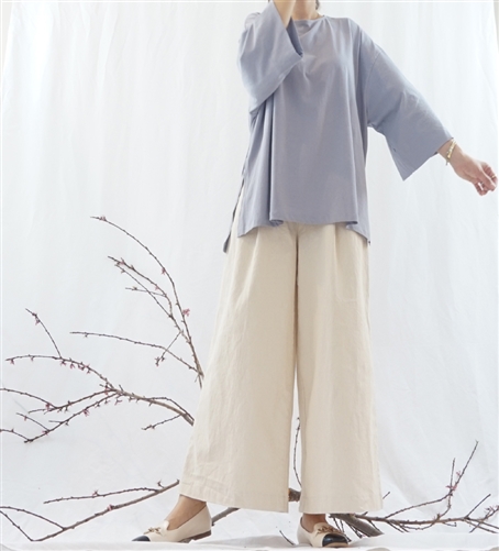 (Best; 3rd Reorder) Lavender Wide Sleeves Soft Cotton 100 Daily Top