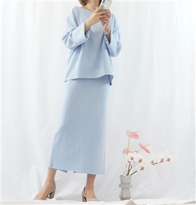 (Best; 2nd Reorder) SkyBlue Top and Skirt Set
