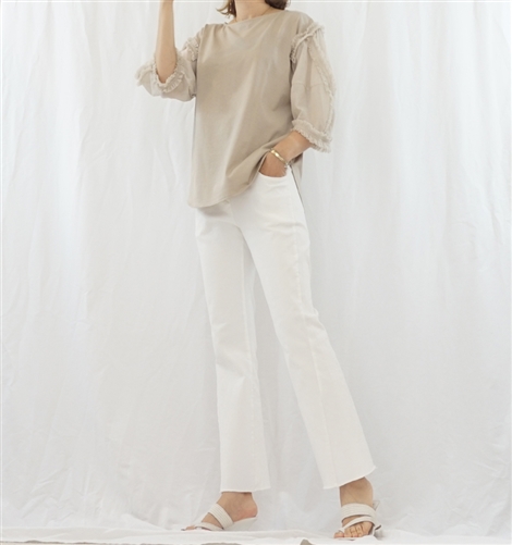 (Best; 2nd Reorder) Beige Luxury Frill Top