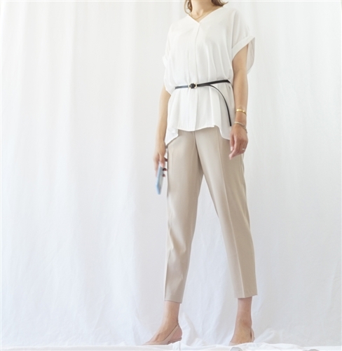 (Best; 3rd Reorder) White Belt Blouse (ê°™ì€ ì›ë‹¨ì˜ ë²¨íŠ¸ í¬í•¨)