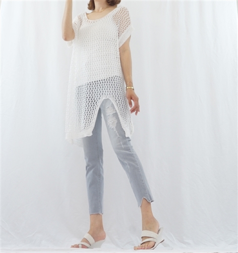 (BeachDaySpecial; Best; 2nd Reorder) White Both Side Vent Summer Knit