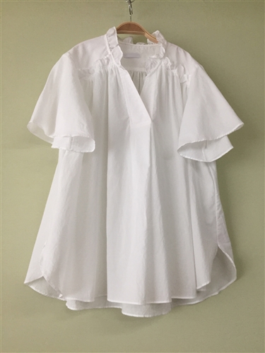 (Pre-Order) White Cotton Frill Blouse (will ship within 1~2 weeks)