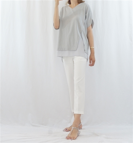 (Best; 2nd Reorder) Gray Chiffon Layered Top