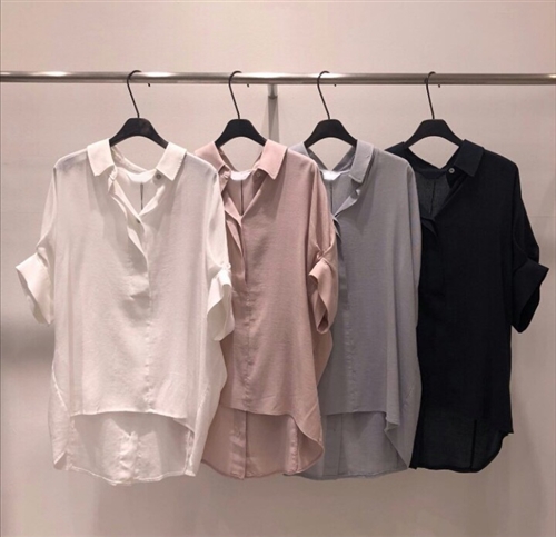 (Pre-Order) Back Button Blouse (Ivory/Pink/SkyBlue/Navy) (will ship within 1~2 weeks)