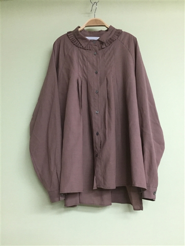 (Pre-Order) Brown Unique Collar Blouse (will ship within 1~2 weeks)