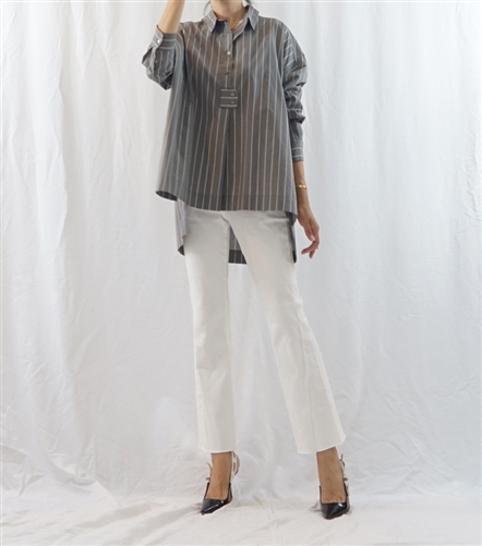 (Best; 2nd Reorder) Gray Detailed Stripe Shirt