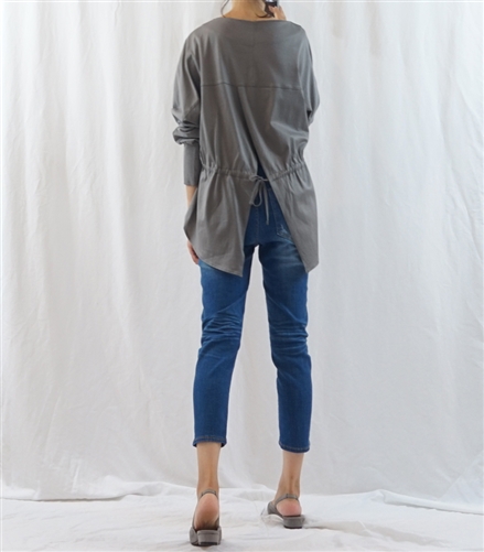 (Best; 3rd Reorder) Gray Back Tied Blouse