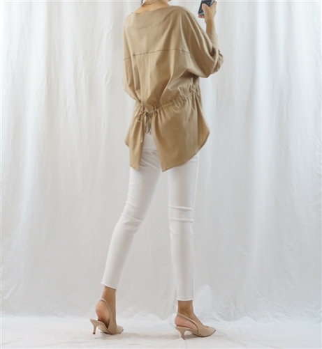 (Best; 4th Reorder) Beige Back Tied Blouse