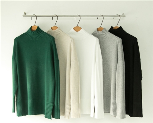 (~10/14) CASHMERE TURTLE NECK BASIC KNIT (Ivory/Beige/Black/Gray/Green) (will ship within 1~2 weeks)