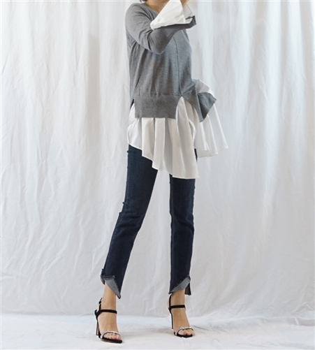 (Best; 2nd Reorder) Gray Shirt Layered Knit