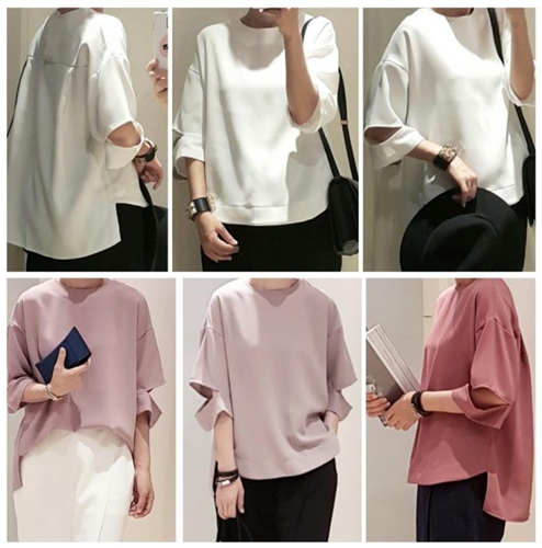 Unique Blouse (Ivory/LightPink/Black) (will ship within 1~2 weeks)