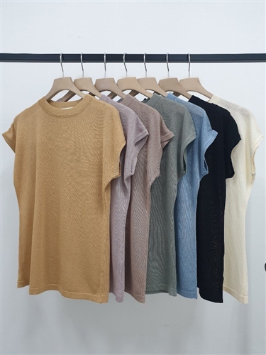 Must Have Cap Sleeve Knit (Khaki/Black/Ivory/Camel/Pink/Sky/Beige) (will ship within 1~2 weeks)