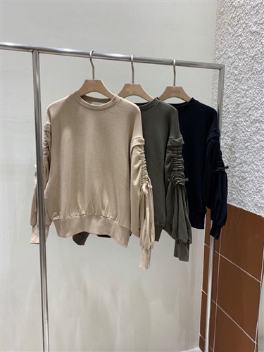 Sleeve Shirring MTM (Beige/Khaki/Black) (will ship within 1~2 weeks)