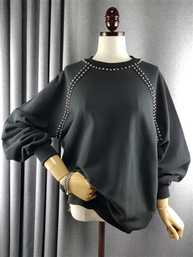 Studded MTM Top (Ivory/Gray/Black) (will ship within 1~2 weeks)