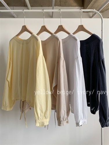 Ribbon Blouse (Ivory/Beige/Yellow/Navy) (will ship within 1~2 weeks)