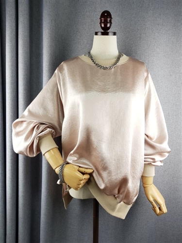 Satin Top (Beige/Black/Ivory) (will ship within 1~2 weeks)