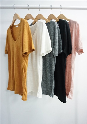 Linen Scoop Top (Mustard/Ivory/Gray/Black/Pink) (will ship within 1~2 weeks)