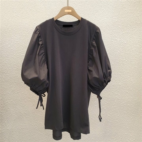 Puff Blouse (Charcoal/Ivory) (will ship within 1~2 weeks)