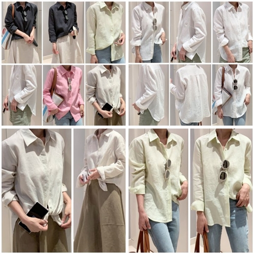 Joseph Linen Shirt (Beige/Ivory/Charcoal/Pink/Merona) (will ship within 1~2 weeks)