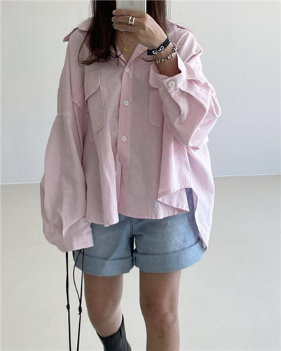 Vanessa Blouse (Pink/Yellow) (will ship within 1~2 weeks)